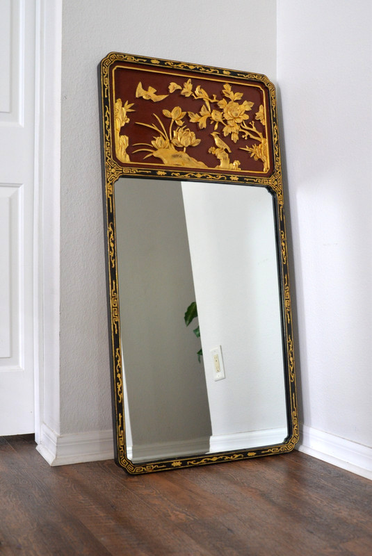 LaBarge Italian Hand Carved Framed Hand Painted Chinoiserie Mirror – Style# 1745