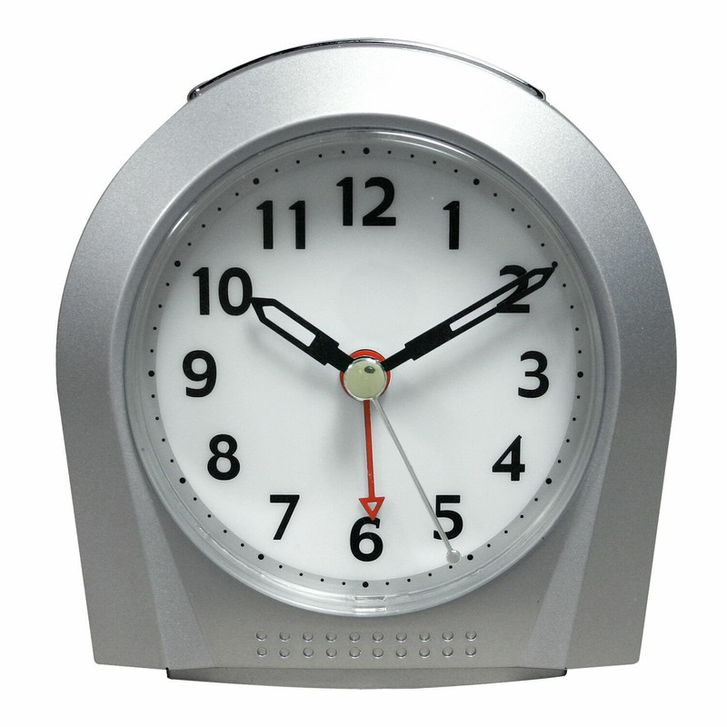 21103 Equity by La Crosse Night Vision Silent Sweep Analog Alarm Clock – Silver