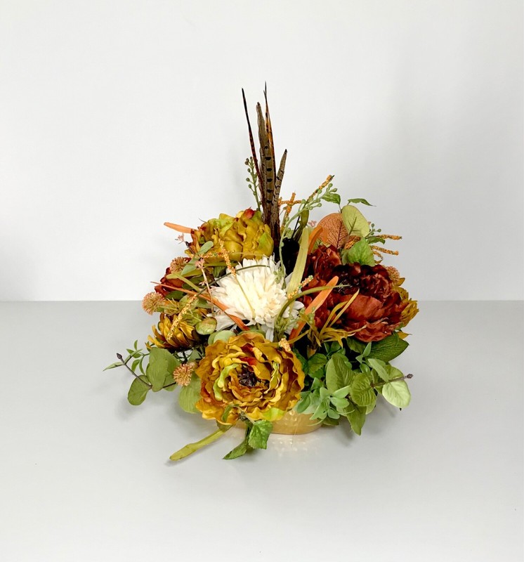 FALL EARTH TONE COLORS FLOWERS THANKSGIVING CENTERPIECE TABLE DECORATION GIFT gallery