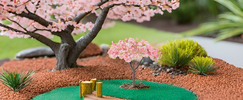 8pcs Cherry Blossom Tree Model, Artificial Blossom Cherry Tree Scenery Model gallery