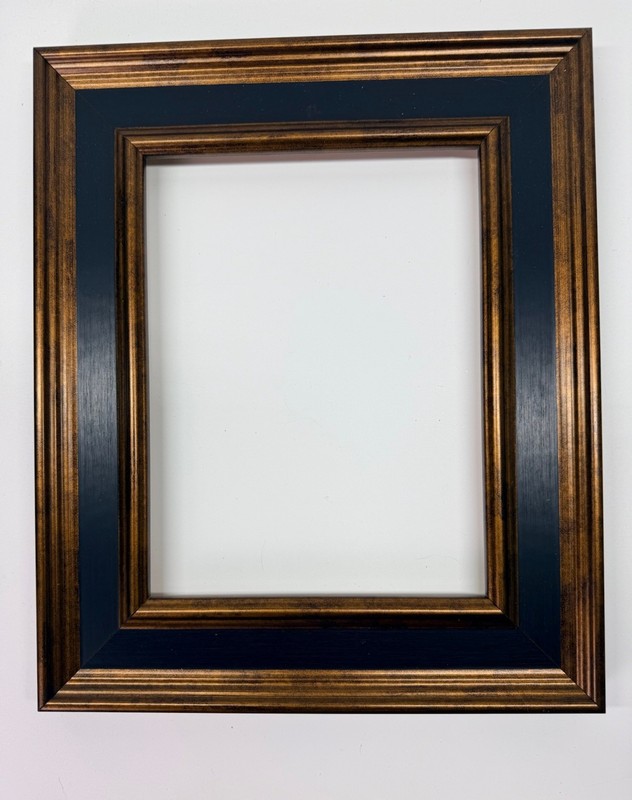 Picture Art Frame Black Wood Bronze Antique Gold Trim 6 3/16 x 8 3/16 Opening