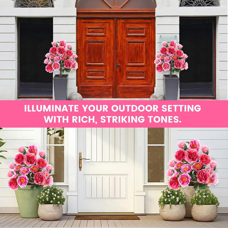 2 Pack 36" UV Resistant Artificial Peonies for Indoor/Outdoor Decor - Champagne gallery