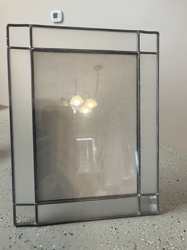VTG Frosted Leaded Glass Picture Frame Vertical or Horizontal Holds 5×7 Photo