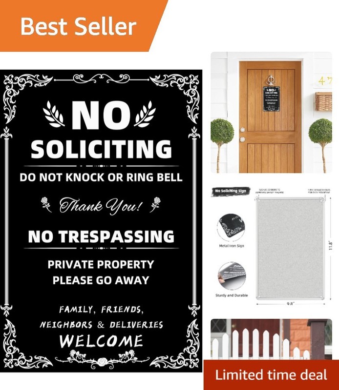 Versatile No Soliciting Aluminum Metal Sign for Indoors & Outdoors – Chic Design