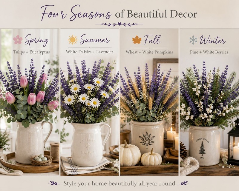 Purple Faux Lavender Stems Artificial Salvia Flowers Faux Greenery Picks French gallery