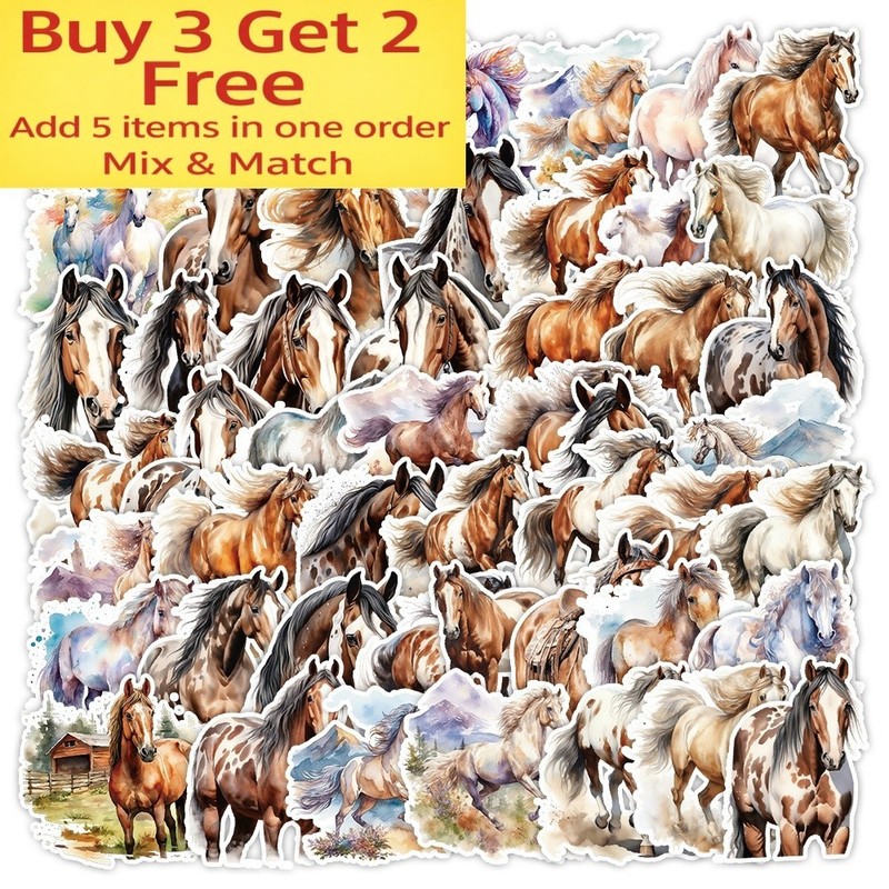 50pcs Waterproof Stickers Horse Lover Luggage Car Phone Laptop Water Bottle