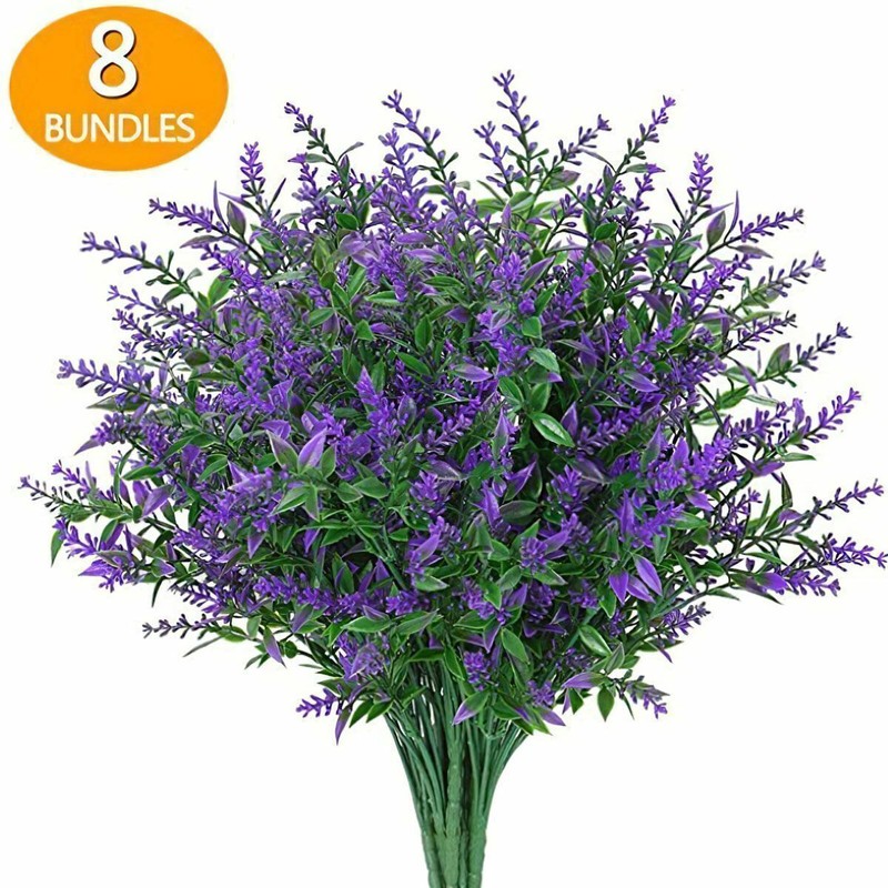 Artificial Flowers Fake Plants Decor 8 Bundles Vine Hanging Outdoor Home Garden