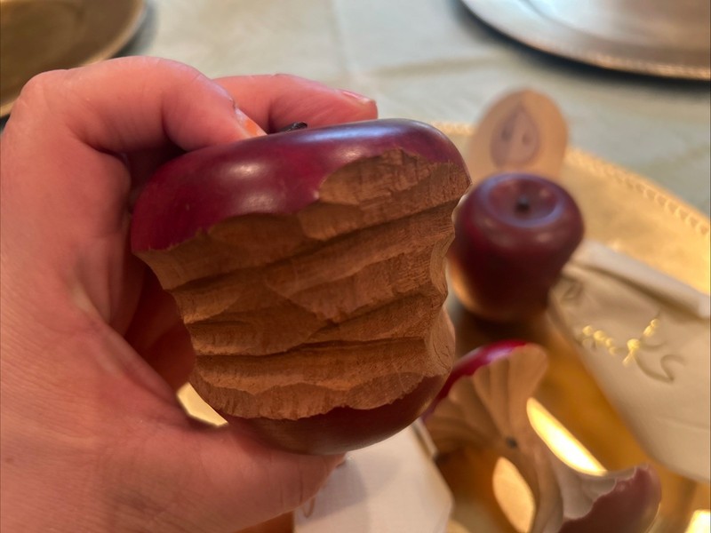 3 Wood Apples Life Size Bites Out Home Kitchen Decor Wooden Fruit 2 Napkin Rings gallery