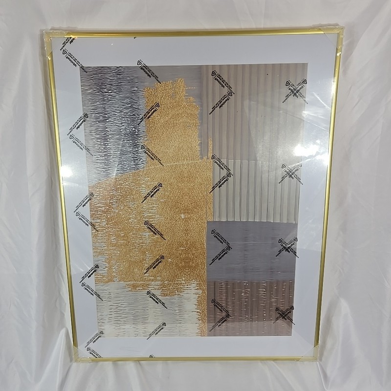 Metal Art & Photo Frame 22”X28” Matted To 18″X24″ – Brass Gold Aluminum