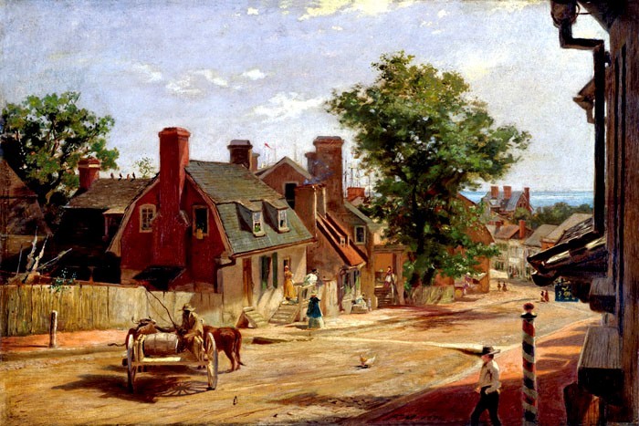 OLD ANNAPOLIS FRANCIS STREET MD 1876 PAINTING BY FRANCIS BLACKWELL MAYER REPRO