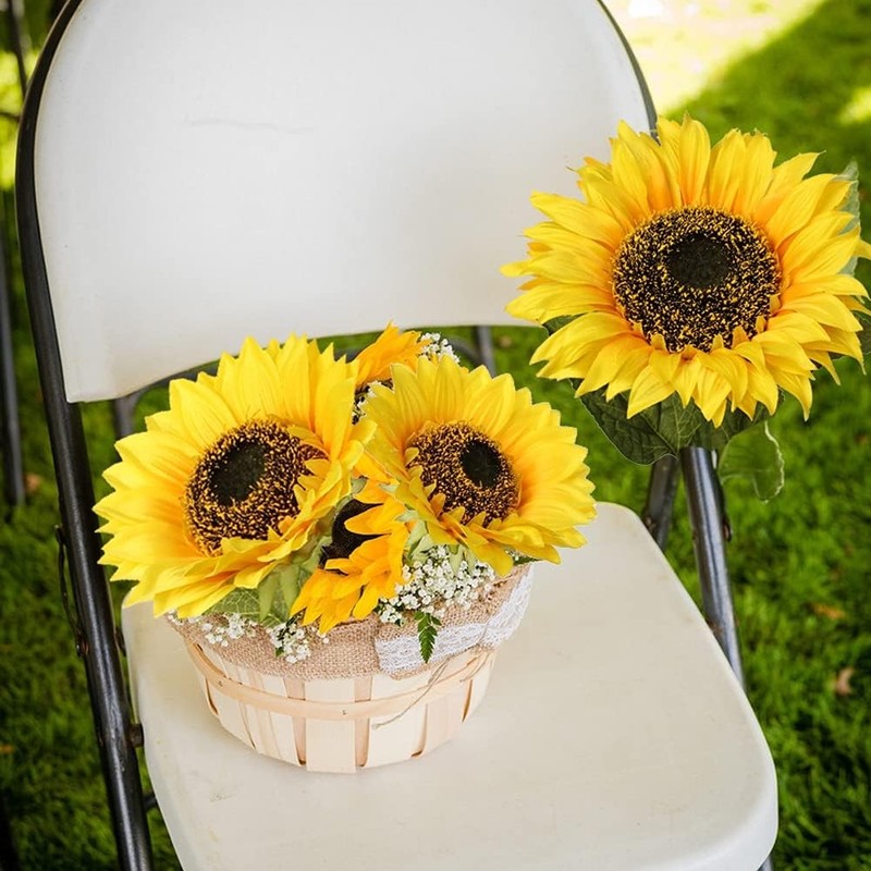 Large Sunflowers Artificial Flowers 9" Full Bloom Long Stem Artificial Sunflower gallery