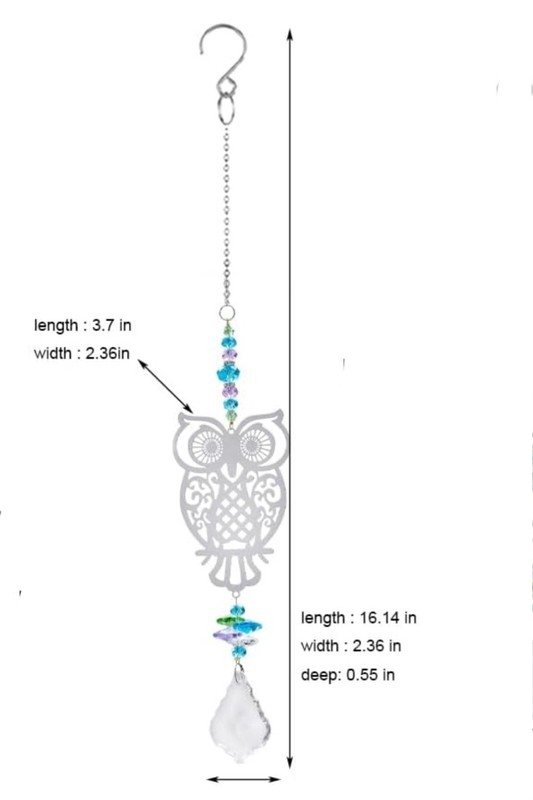 Owl Silver & Crystal Suncatcher for window or Car GREAT GIFT for Mother, Sister gallery