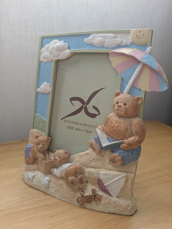 Vintage 3D Teddy Bears at the Beach 9x13 cm Free Standing Photo Frame