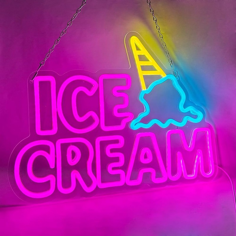 Ice Cream Neon Sign, Neon Signs for Wall Decor, Yellow Blue Pink Light Up Sig... gallery