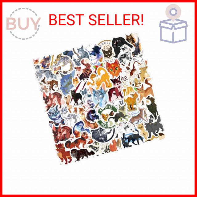 60PCS Warriors Cat Stickers for Kids Teens Adults, Cartoon Kids Stickers for Wat gallery