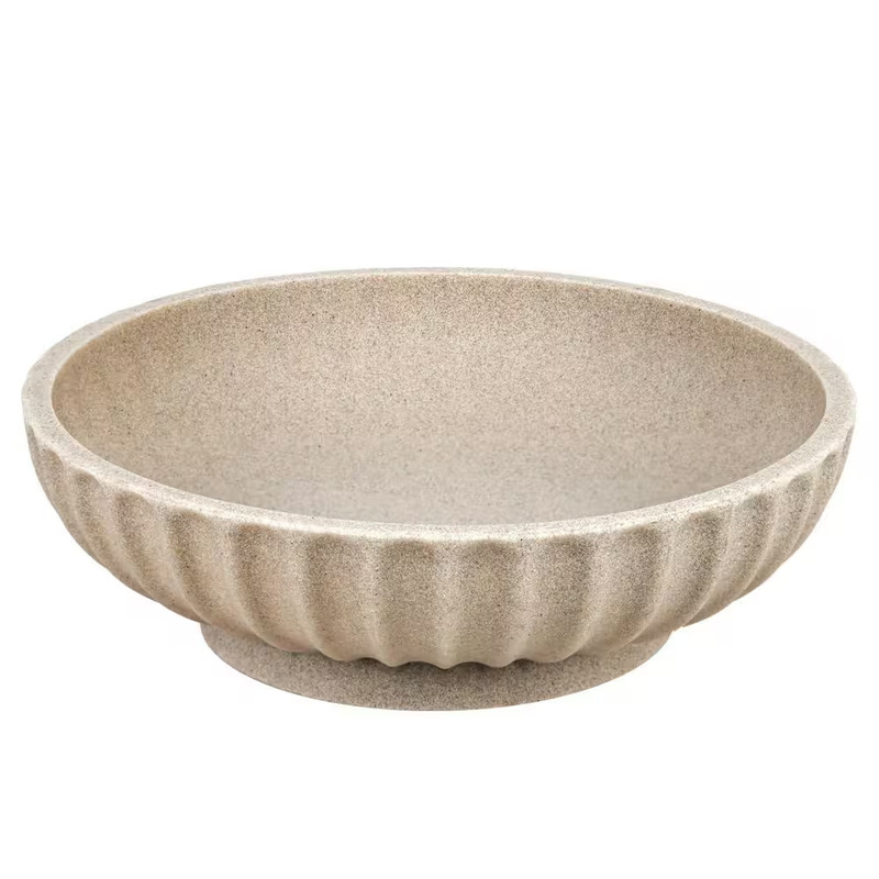Beige round Resin 10 In. Decorative Bowl 1-Pack for Kitchen Counter and Home Dec