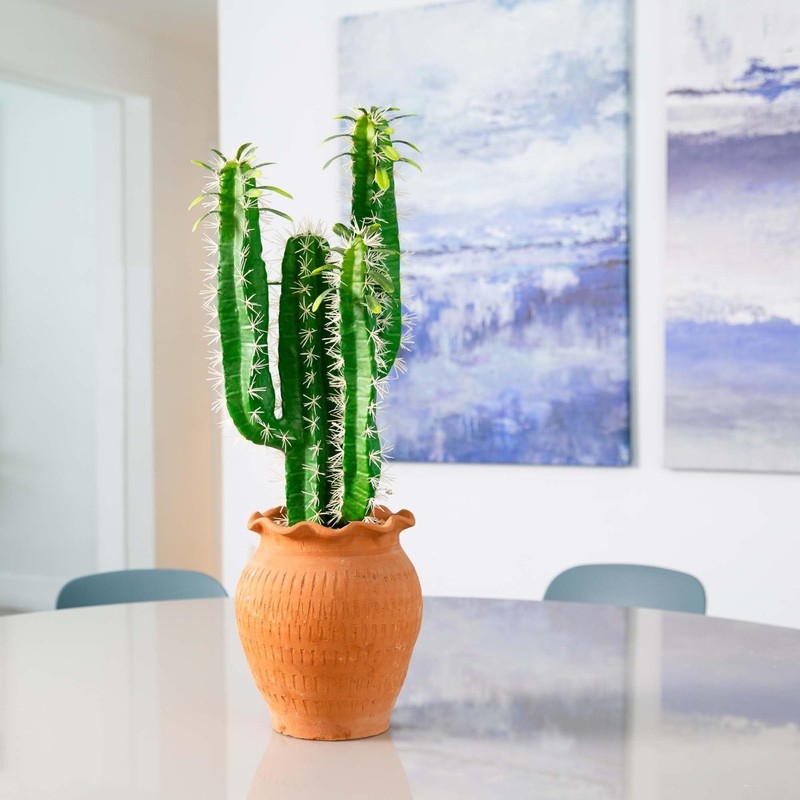 28" Artificial Cactus in Terracotta Planter - Realistic Faux Succulent Decor gallery