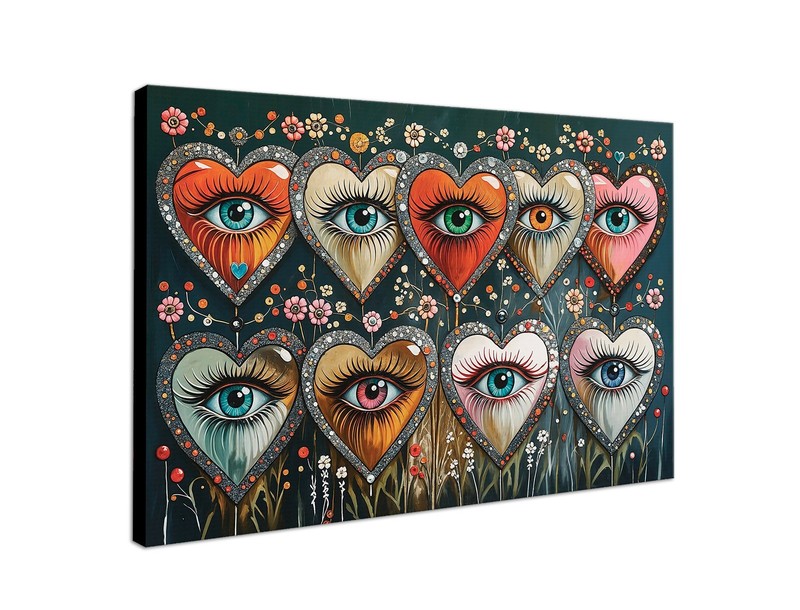 Psychedelic Heart Eye Art Canvas Print: Gothic Jewel-Toned Decor Ready to Hang gallery