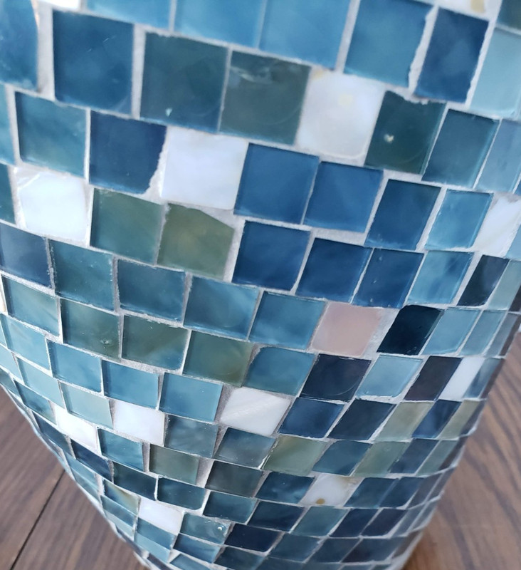 Mosaic 12 Inch Tall Blue White Tiled Glass Large Vase gallery