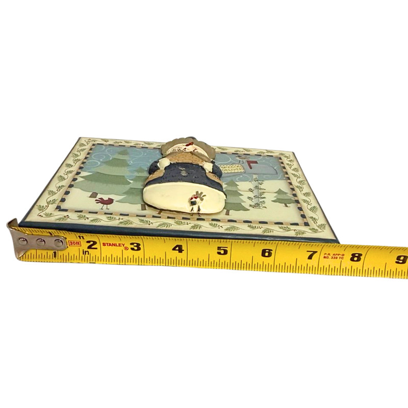 Vintage Christmas Snowman Wall Plaque Gift Box Cover 3D Resin Holiday Primitive gallery