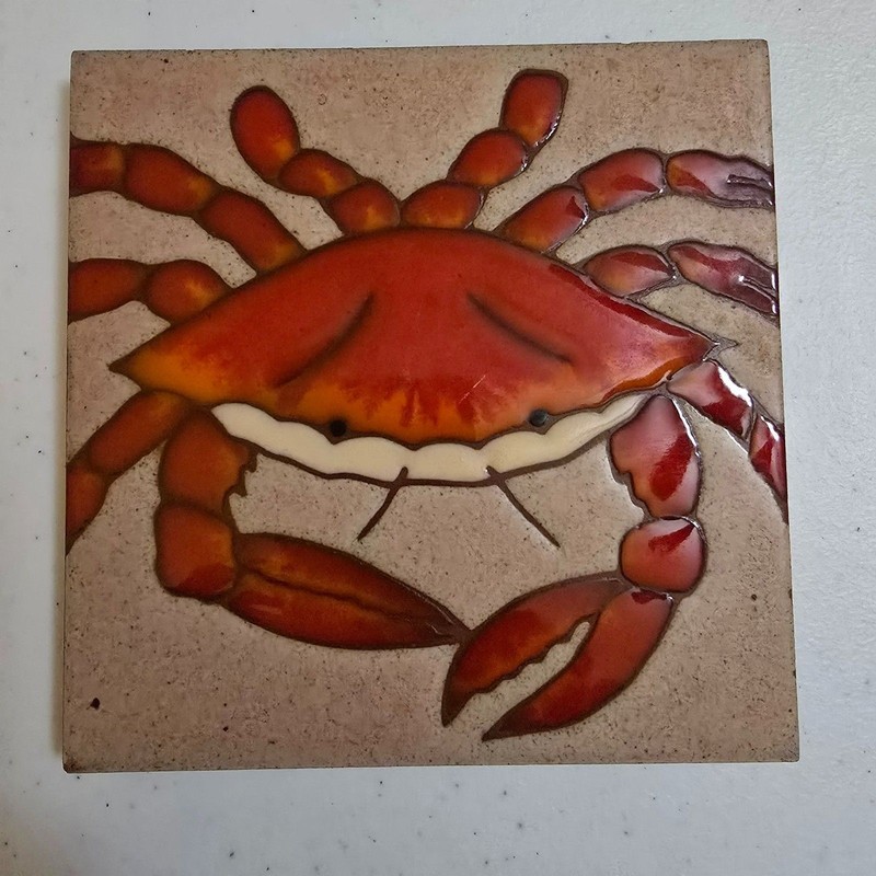 2 Vintage Besheer Art Tiles Crab and Lobster gallery