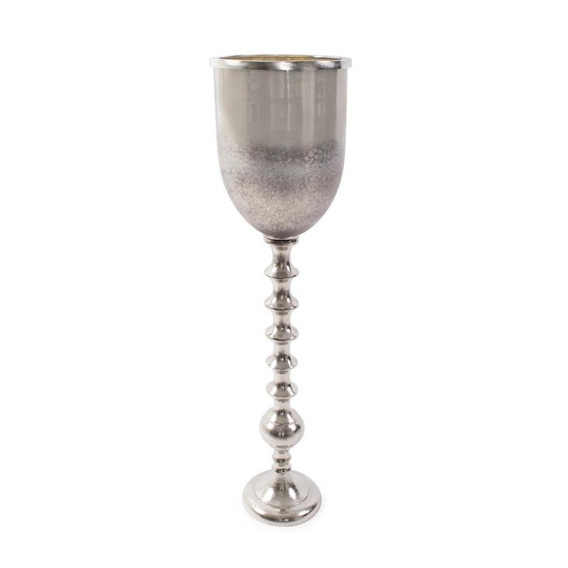 Howard Elliott Black Diamond Glass Chalise on Nickel Turned Metal/Large - 41096
