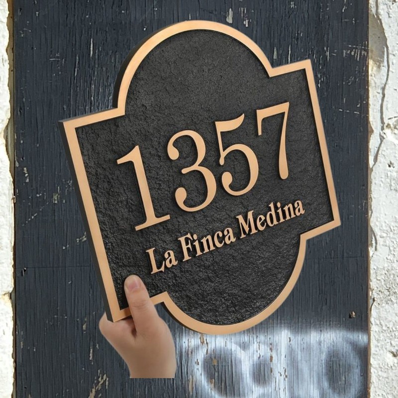 Cast Brass Custom Personalised logo Design Number Sign Plaque, gallery
