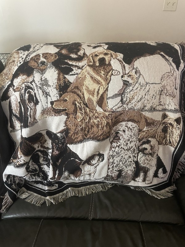 Vintage Goodwin Weavers Dog Breeds 100% Cotton Tapestry Fringe Throw Blanket
