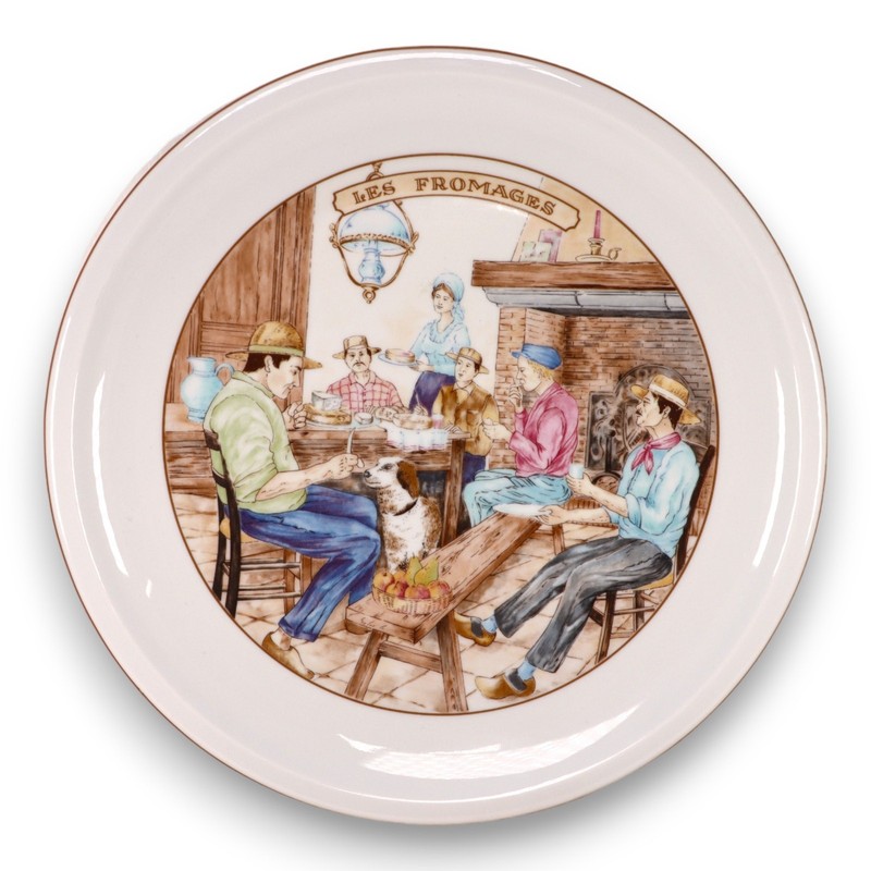 Philippe Deshoulieres Limoges Village Scenes Cheese Plate “Le Fromages” 10 1/2″