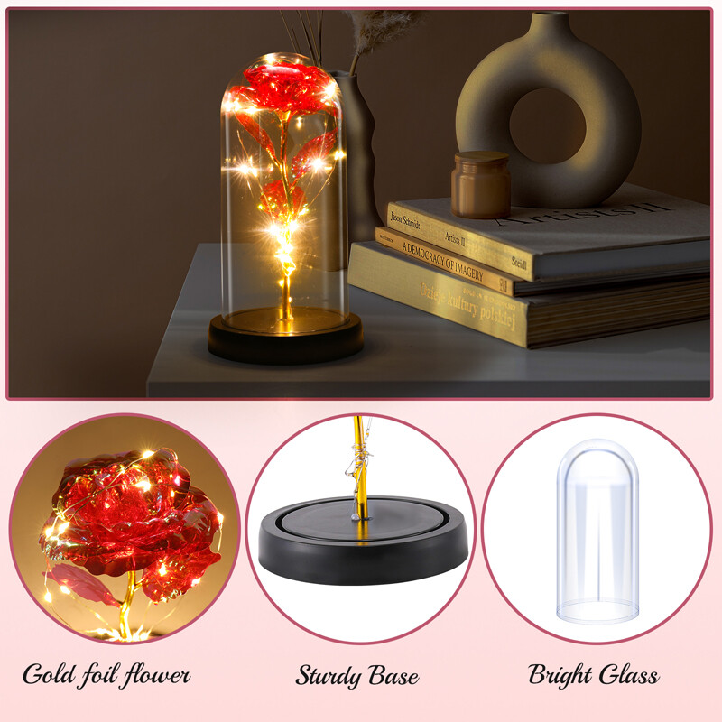 Rose In Glass Dome Forever Galaxy Eternal LED Flower Light Valentine's Day Gift gallery
