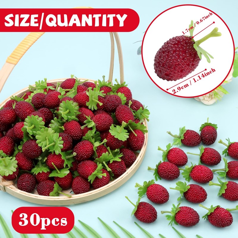 Artificial Raspberry Fake Fruit Decoration Kitchen Cabinet Food Model 30 PCS gallery