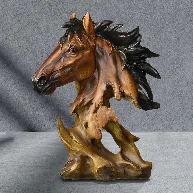 House of Avana Bronze Brown Resin Horse Head Sculpture gallery