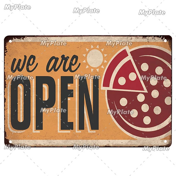 I Love Pizza Poster Metal Tin Signs Vintage Metal Sign Plate For Bar Pub Wall