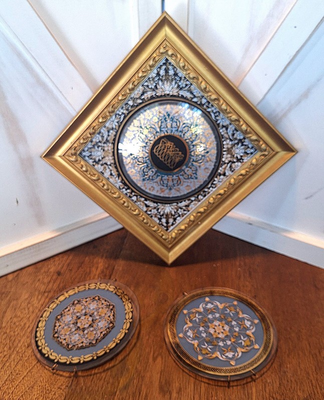 Framed Glass Islamic Wall Art Decor Studyo Soykan Plus 2 Single Glass Medallions