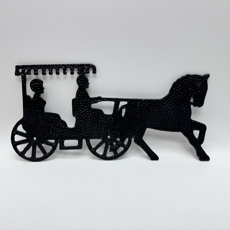 Vintage Amish Horse Buggy Silhouette Plastic Screen Door Embellishment – Decor