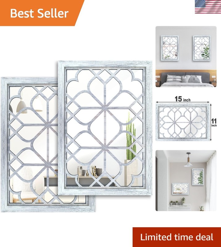 Stylish 2-Piece Rustic Wall Mirror Set – Perfect for Modern & Traditional Spaces