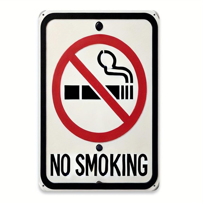 2D Flat No Smoking Sign 8×12 Inches Red Iron