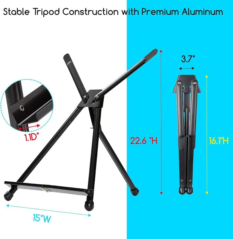 MEN 10 Pcs Artist Table Display Easel, Aluminum Tripod Easel for gallery