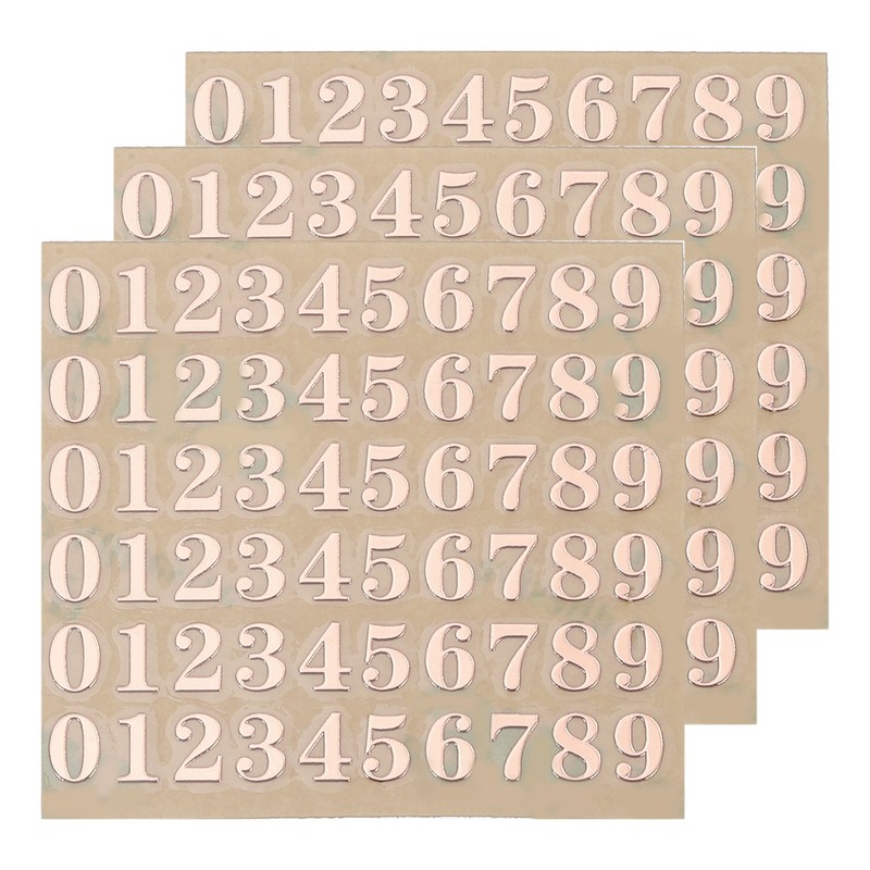 Stickers numbers 0-9 mini 4.5mm, 3 sheets, rose gold to decorate