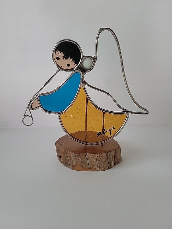 Vintage Ted De Grazia Stained Glass Sun Catcher Angel Christmas 1980