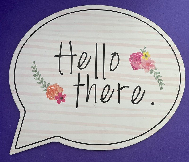 Hobby Lobby Wooden Sign HELLO THERE White Flowers Quote Bubble SALE!