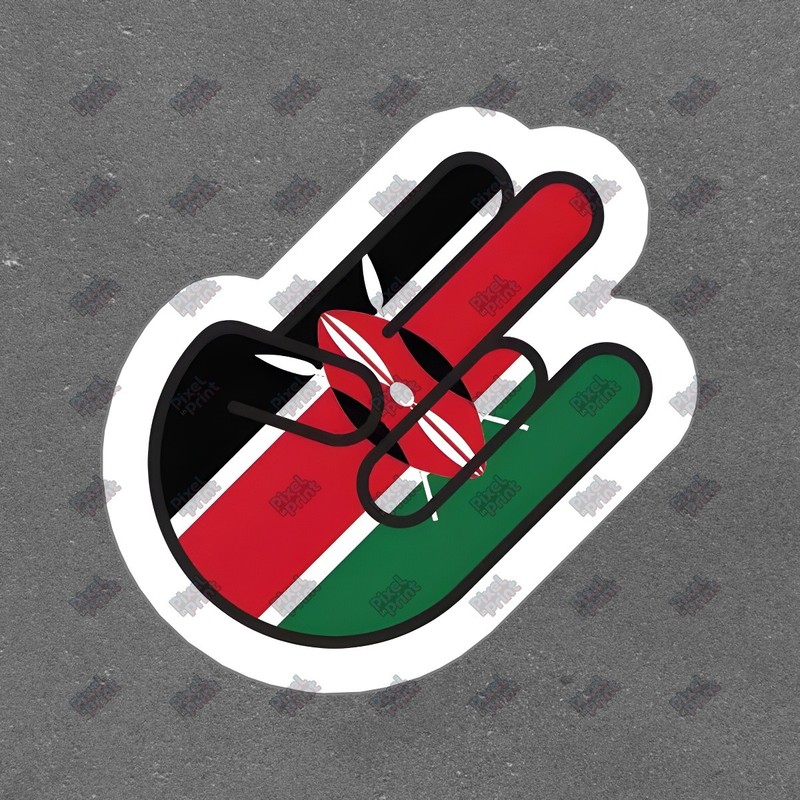 Kenya Flag Peace Hand Vinyl Sticker Decal for Laptops, Water Bottles, #747285