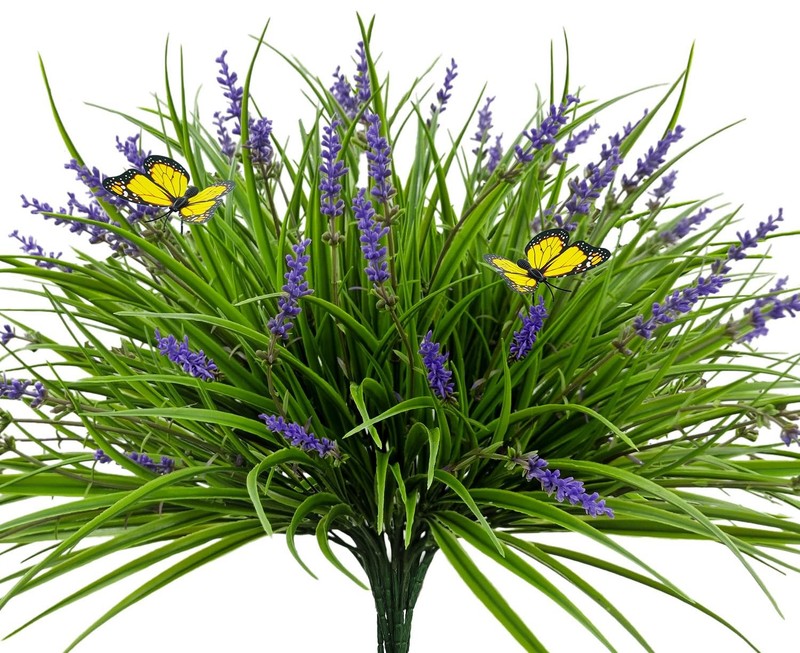 16 Bundles Artificial Outdoor Plants and 2 Pcs Butterfly Stakes Fake Monkey G…