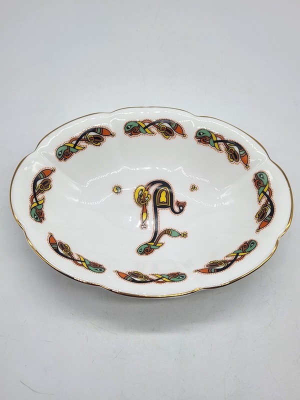 Celtic Book of Kells Letter A Oval Bowl by Royal Tara Ireland Hand-Made