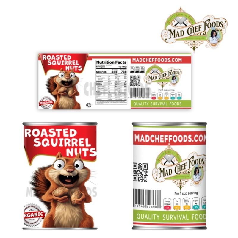 Roasted Squirrel Nuts Soup Can Label CHRISTMAS STOCKING STUFFER Joke Gag Santa gallery
