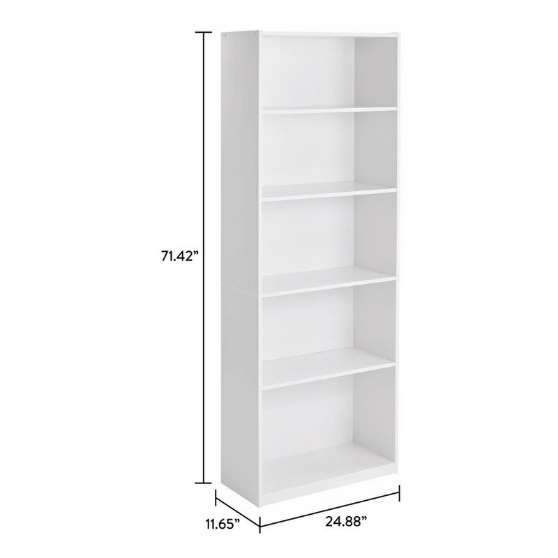 71" Tall Adjustable 5-Shelf Wood Bookcase Storage Shelving Book Wide Bookshelf gallery