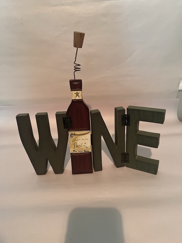Wooden Freestanding Wine Bottle Sign With Hinges