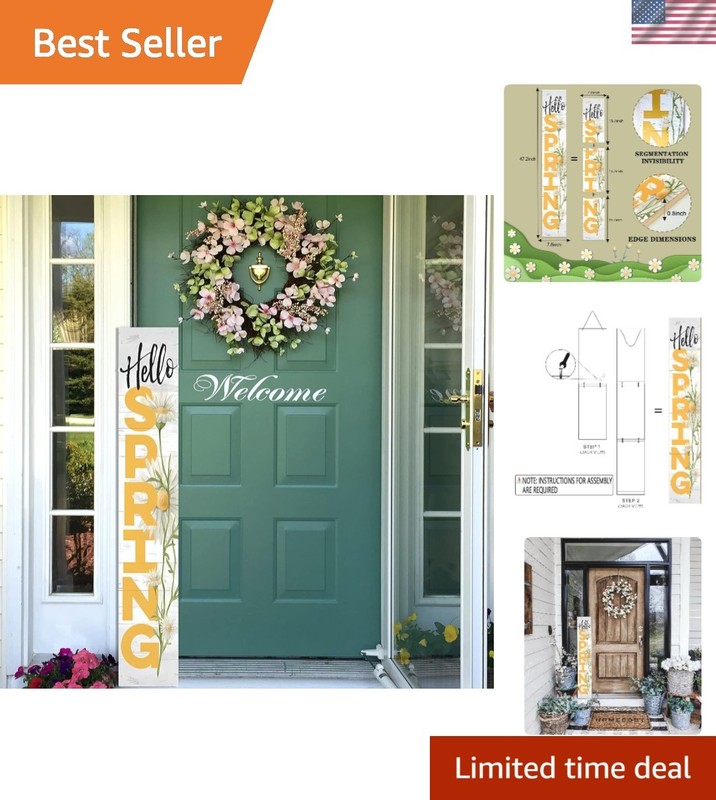 Complete Your Spring Decor with 47″ Wooden Porch Sign – Easy Mounting Included