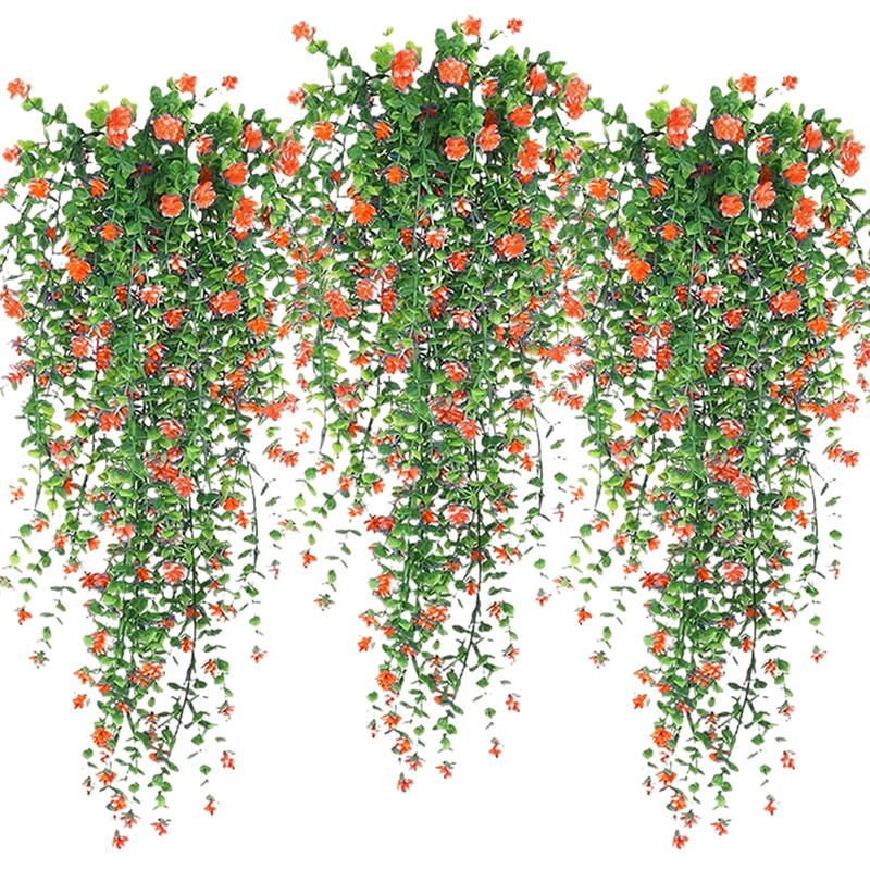 Artificial Hanging Flowers, 3 Pcs Fake Hanging Plants Decor, Artificial Vines...