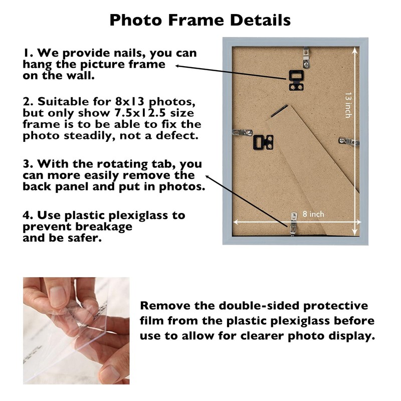 8x13 Picture Frame Rustic Brown for Wall Hanging or Tabletop, Wall Mounting H... gallery